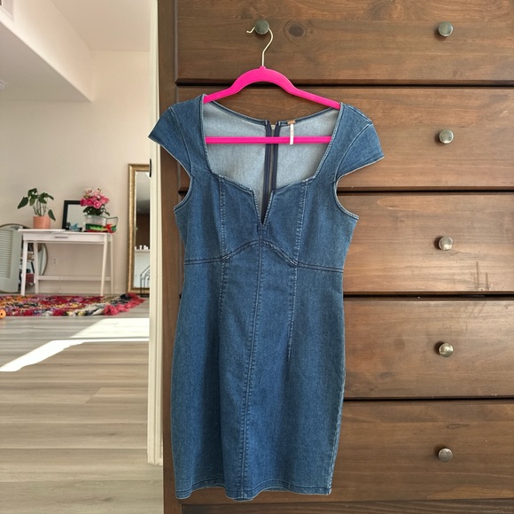 Free People Blue Denim Mini Dress - Picture 1 of 2